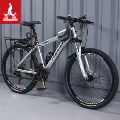 山地自行车成人越野男女变速自行车单车青少年公路学生赛车 承影 加厚钢架 辐条轮灰银 24速26寸